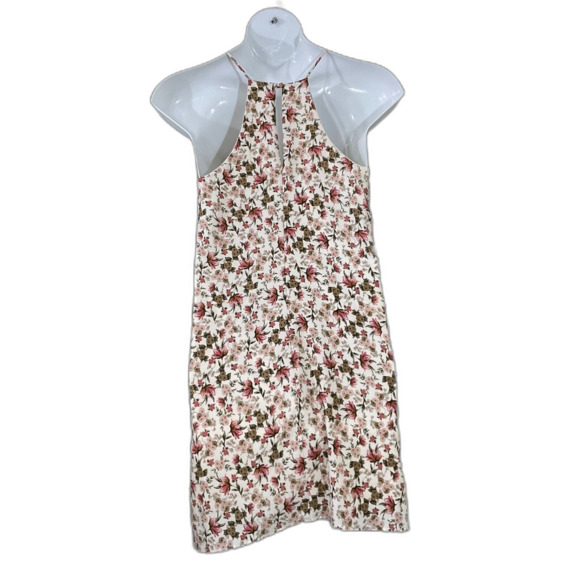 EVERLY KEYHOLE BACK Mini Halter Dress Sz L floral Lined - Picture 4 of 13